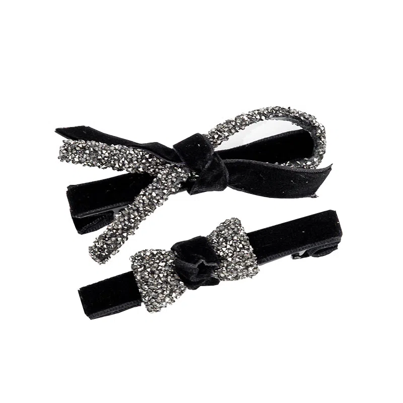 卡铂雅 绒布休闲时尚潮流设计港风气质复古镶钻极简高级感发饰 发夹 女款