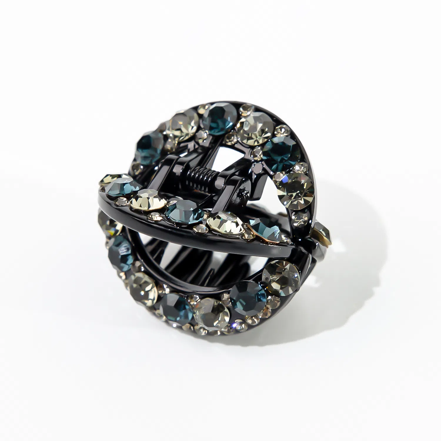 卡铂雅 蓝色圆形 潮流设计港风气质复古镶钻极简高级感 发夹 女款 礼盒装