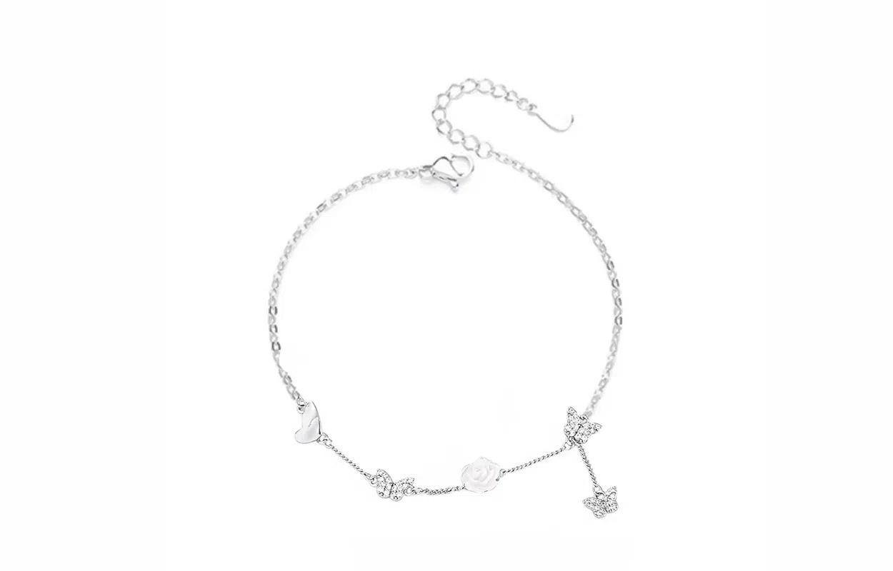 牧言 甜美可爱简约小众设计高级感 光面立体极光蝶梦闪耀水滴手饰 合金 幻彩蝴蝶手链 女款