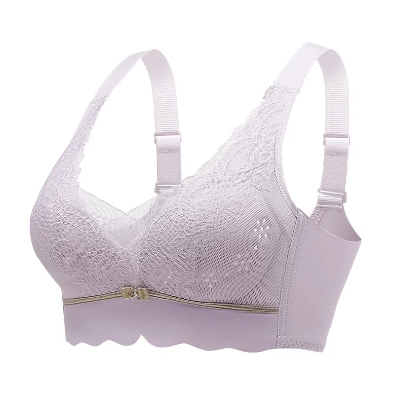 莫代尔 纯色聚拢上托防下垂薄款透气无钢圈蕾丝文胸 女款