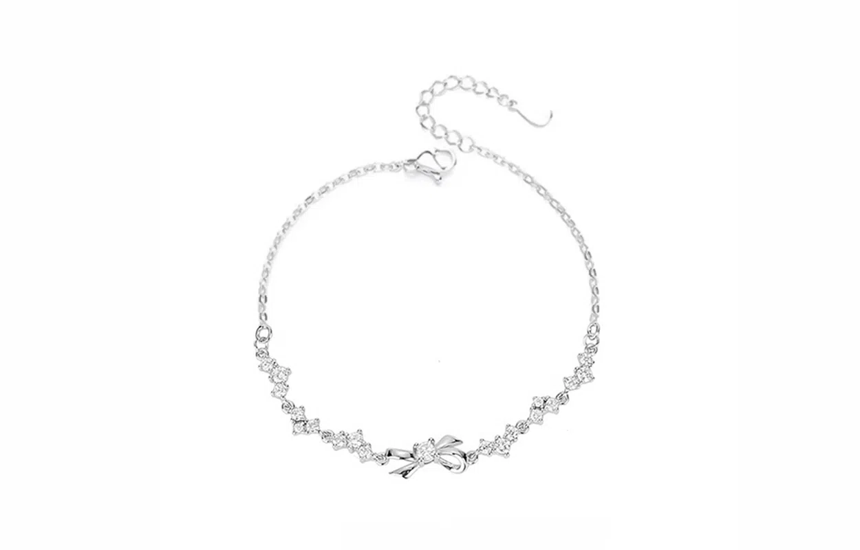 牧言 甜美可爱简约小众设计高级感 光面立体极光蝶梦闪耀水滴手饰 合金 幻彩蝴蝶手链 女款