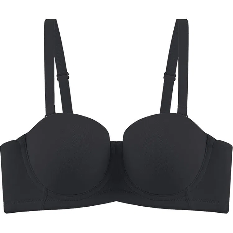 浪莎 纯色无痕简约薄款文胸 女款 黑色