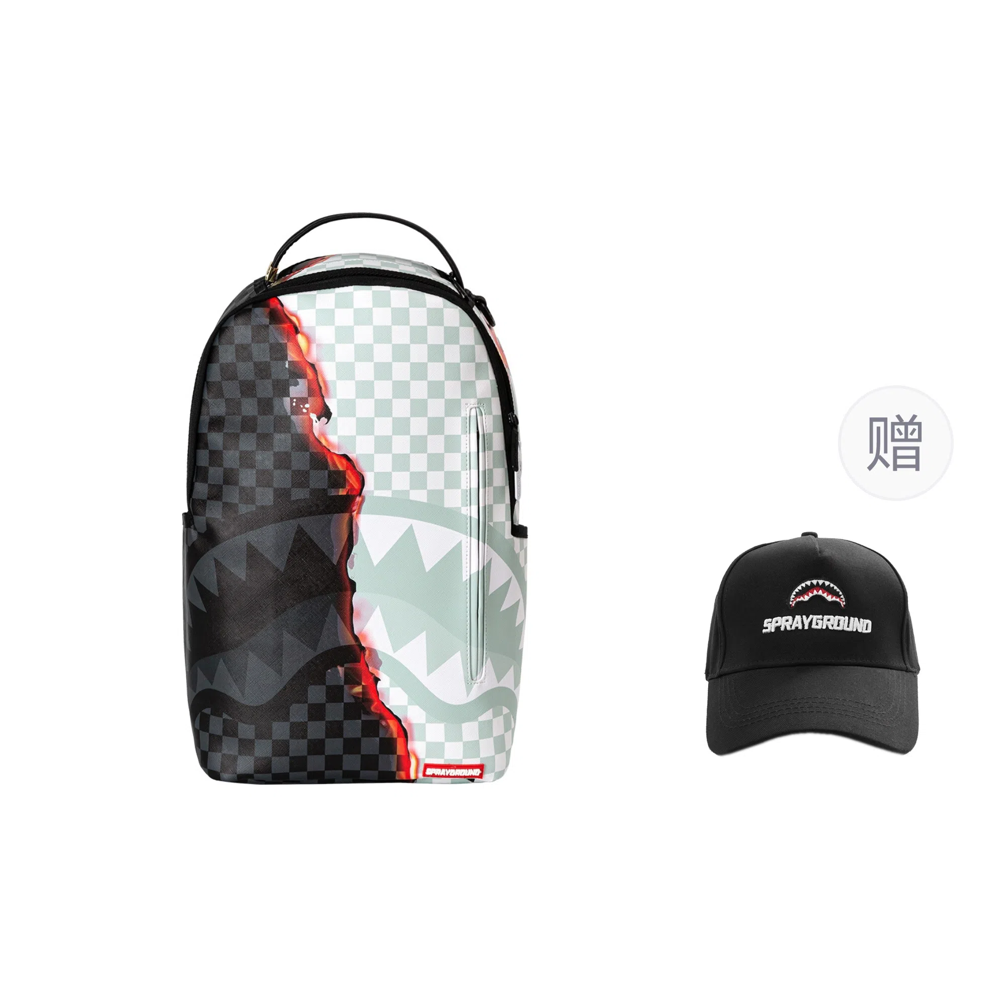 Sprayground Shark Logo Checkered Backpack