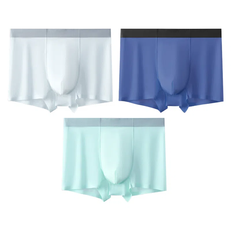 莫代尔 冰丝薄款透气四角裤青少年平角裤衩纯色简约弹力内裤 男款 组合装