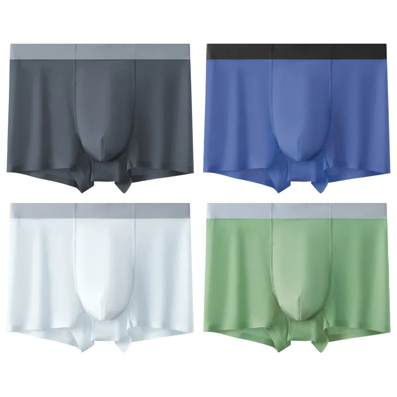莫代尔 冰丝薄款透气四角裤青少年平角裤衩纯色简约弹力内裤 男款 组合装
