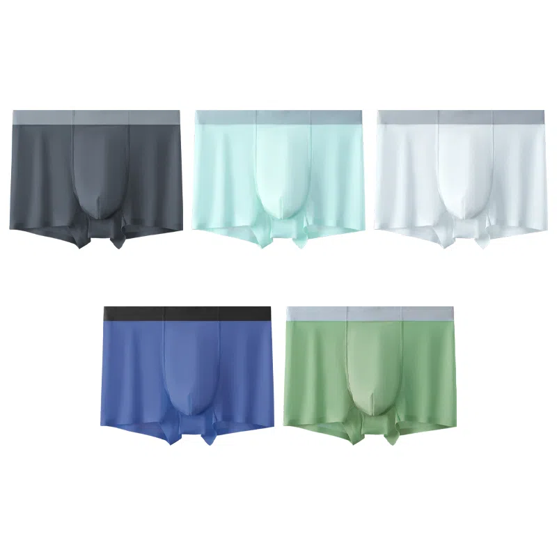 莫代尔 冰丝薄款透气四角裤青少年平角裤衩纯色简约弹力内裤 男款 组合装