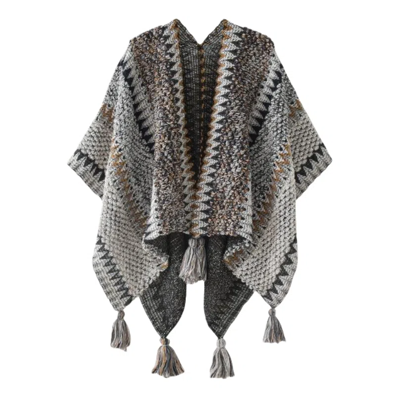 北极绒 民族风针织披风气质外搭保暖云南旅游拍照复古 聚酯纤维 披肩 女款