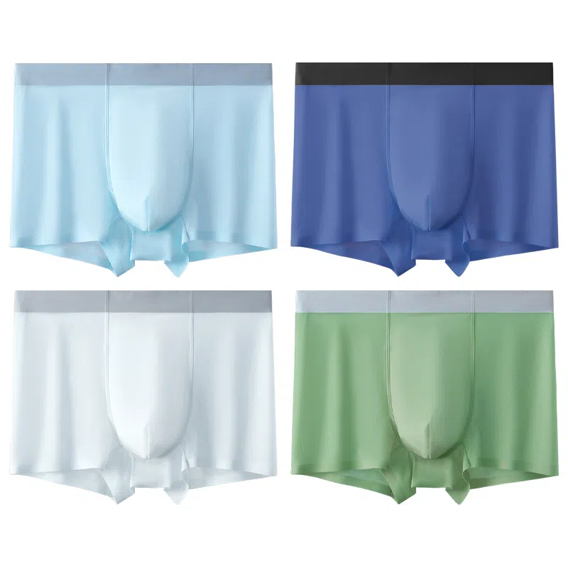 莫代尔 冰丝薄款透气四角裤青少年平角裤衩纯色简约弹力内裤 男款 组合装
