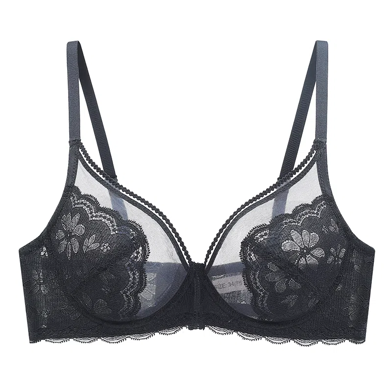 莫代尔 美背蕾丝透气无痕软支撑内衣收副乳大胸显小聚拢薄款软支撑防下垂性胸罩文胸 女款