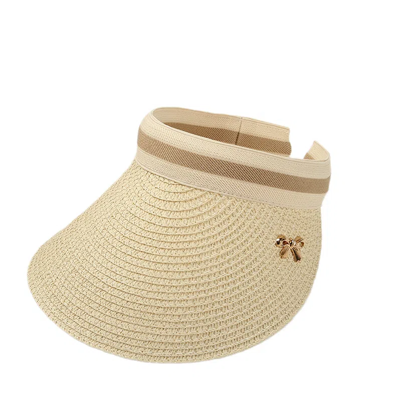 木林森 空顶沙滩草帽出游户外休闲蝴蝶结遮阳帽子 涤纶 防晒帽 女款