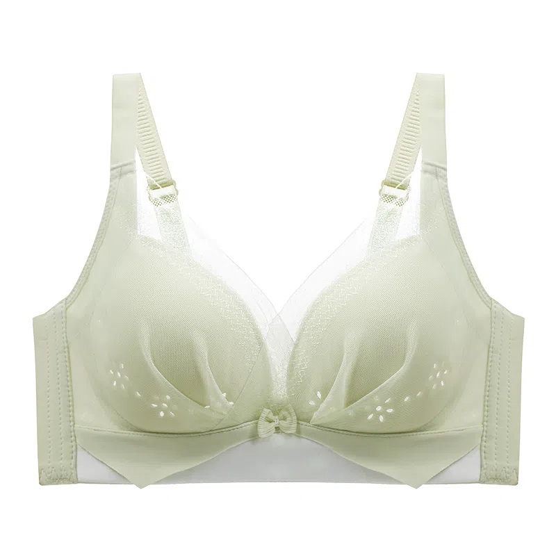 莫代尔 纯色网纱蝴蝶结聚拢无痕收副乳舒适文胸 女款