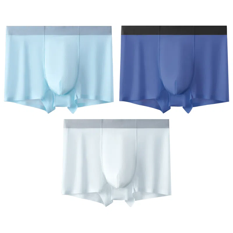 莫代尔 冰丝薄款透气四角裤青少年平角裤衩纯色简约弹力内裤 男款 组合装