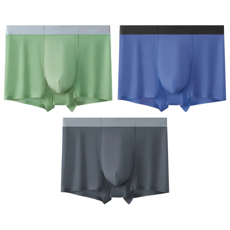 莫代尔 冰丝薄款透气四角裤青少年平角裤衩纯色简约弹力内裤 男款 组合装
