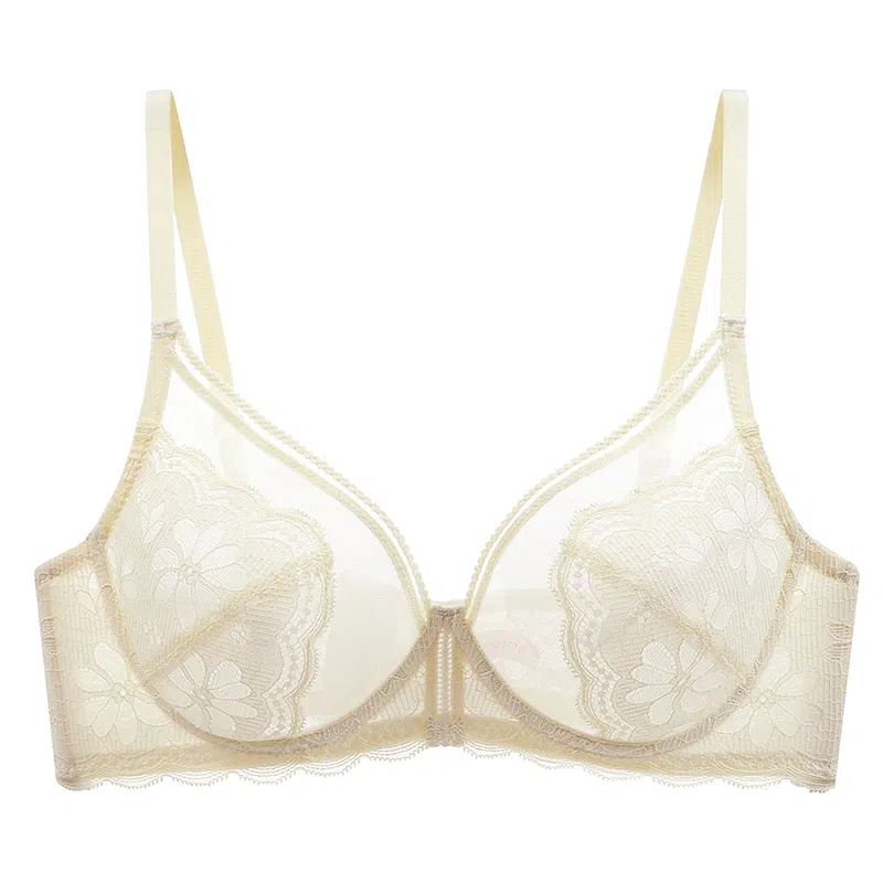 莫代尔 美背蕾丝透气无痕软支撑内衣收副乳大胸显小聚拢薄款软支撑防下垂性胸罩文胸 女款