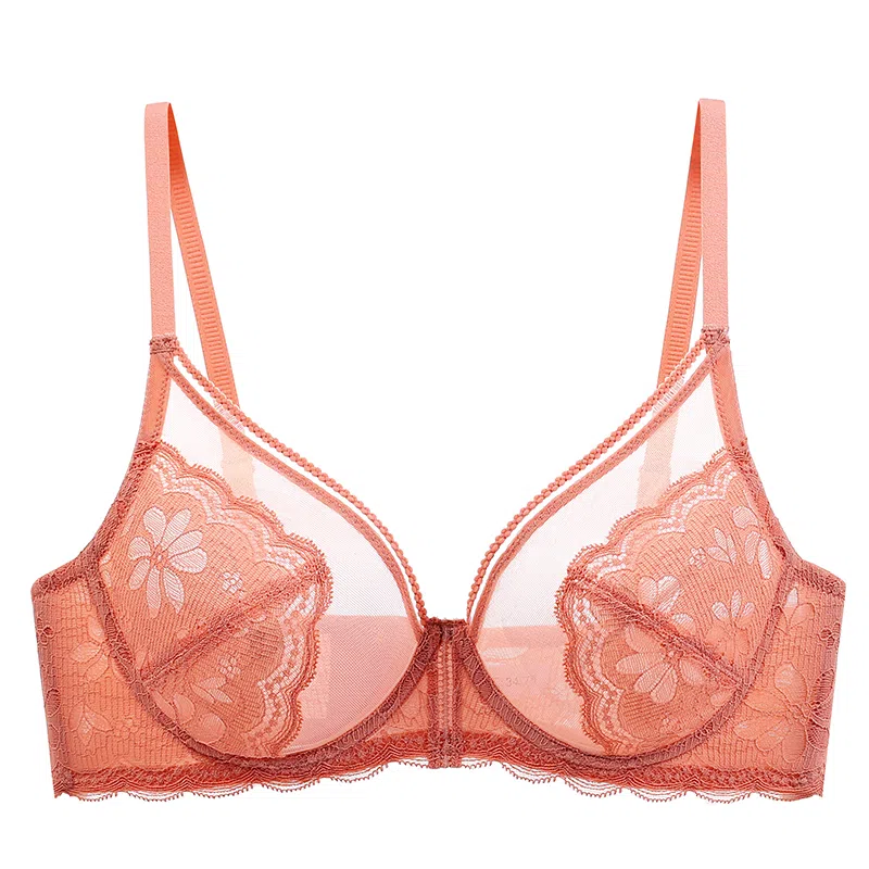 莫代尔 美背蕾丝透气无痕软支撑内衣收副乳大胸显小聚拢薄款软支撑防下垂性胸罩文胸 女款