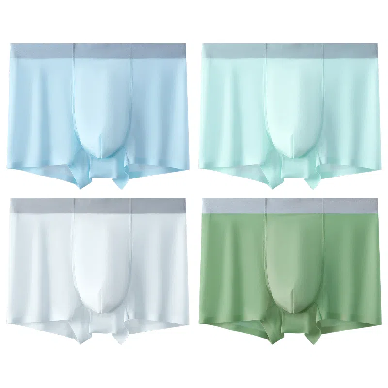 莫代尔 冰丝薄款透气四角裤青少年平角裤衩纯色简约弹力内裤 男款 组合装