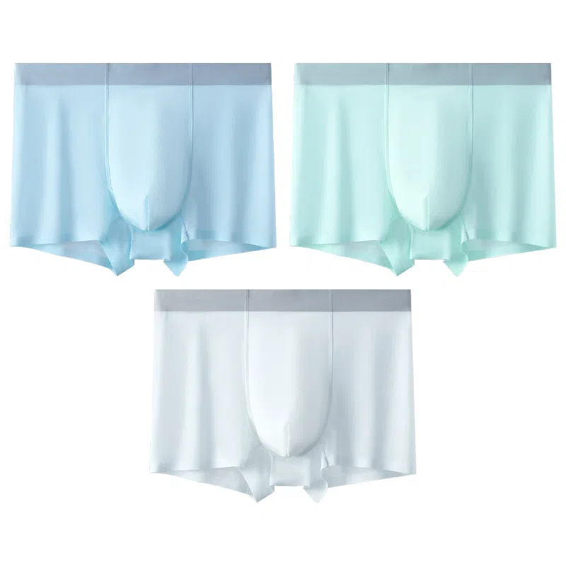 莫代尔 冰丝薄款透气四角裤青少年平角裤衩纯色简约弹力内裤 男款 组合装