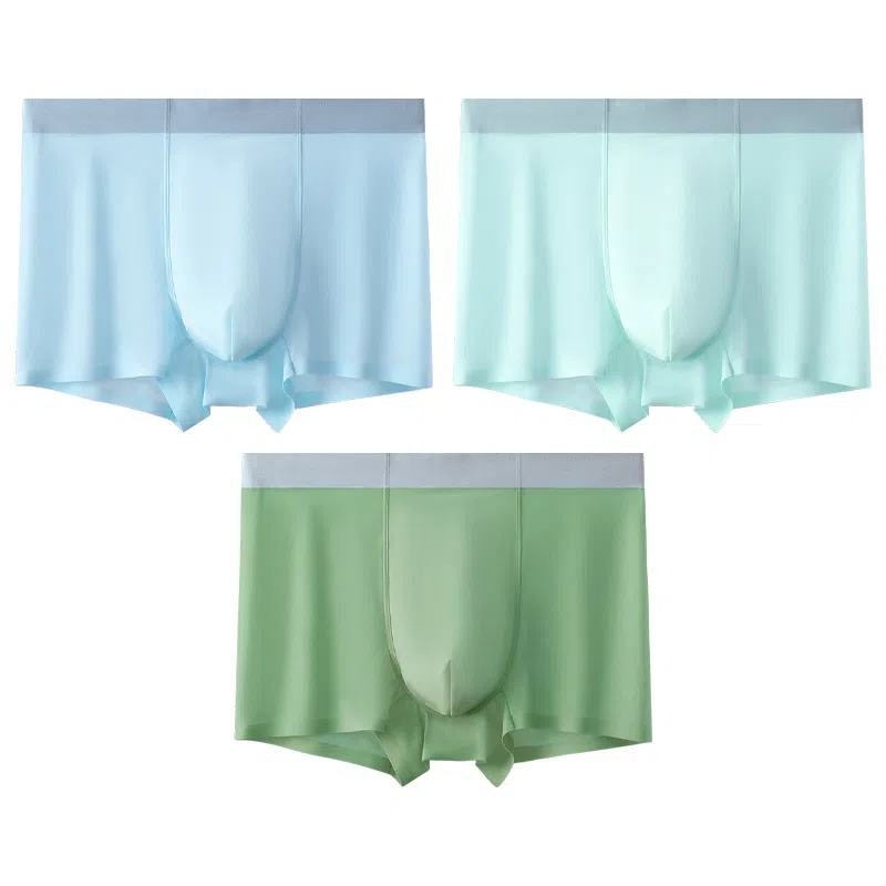 莫代尔 冰丝薄款透气四角裤青少年平角裤衩纯色简约弹力内裤 男款 组合装
