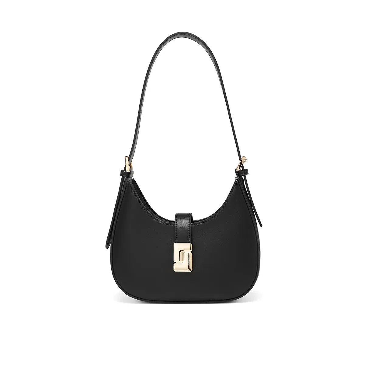 稻草人 韩系时尚简约潮流百搭高级感 聚氨酯革 单肩斜挎包 小号 女款 黑色/杏色/米白