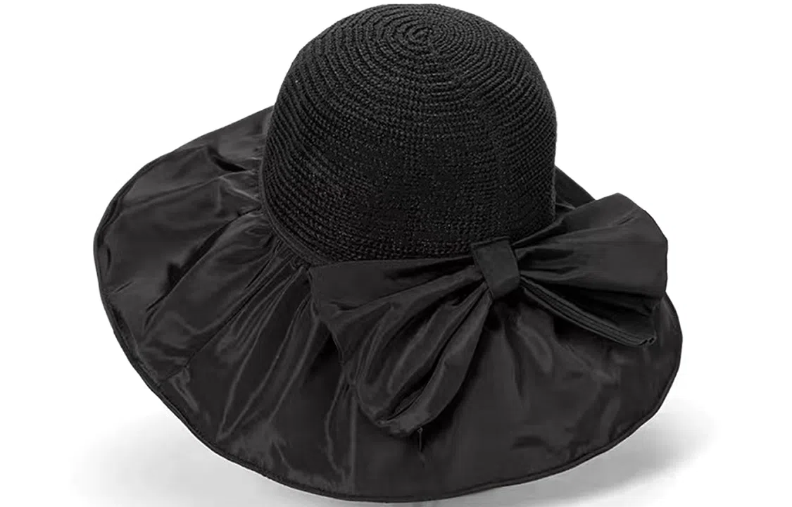 优幽兰 小众潮流大帽檐显脸小户外黑胶防紫外线 聚酯纤维 防晒帽 女款