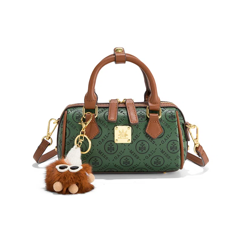 Miss Gail Boston Print Handbag Green