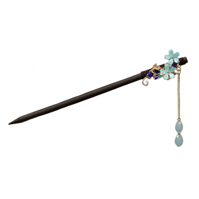 水中玉 鸢尾蝶木簪 新中式高级感发钗后脑勺盘发发钗古风汉服 发簪 女款