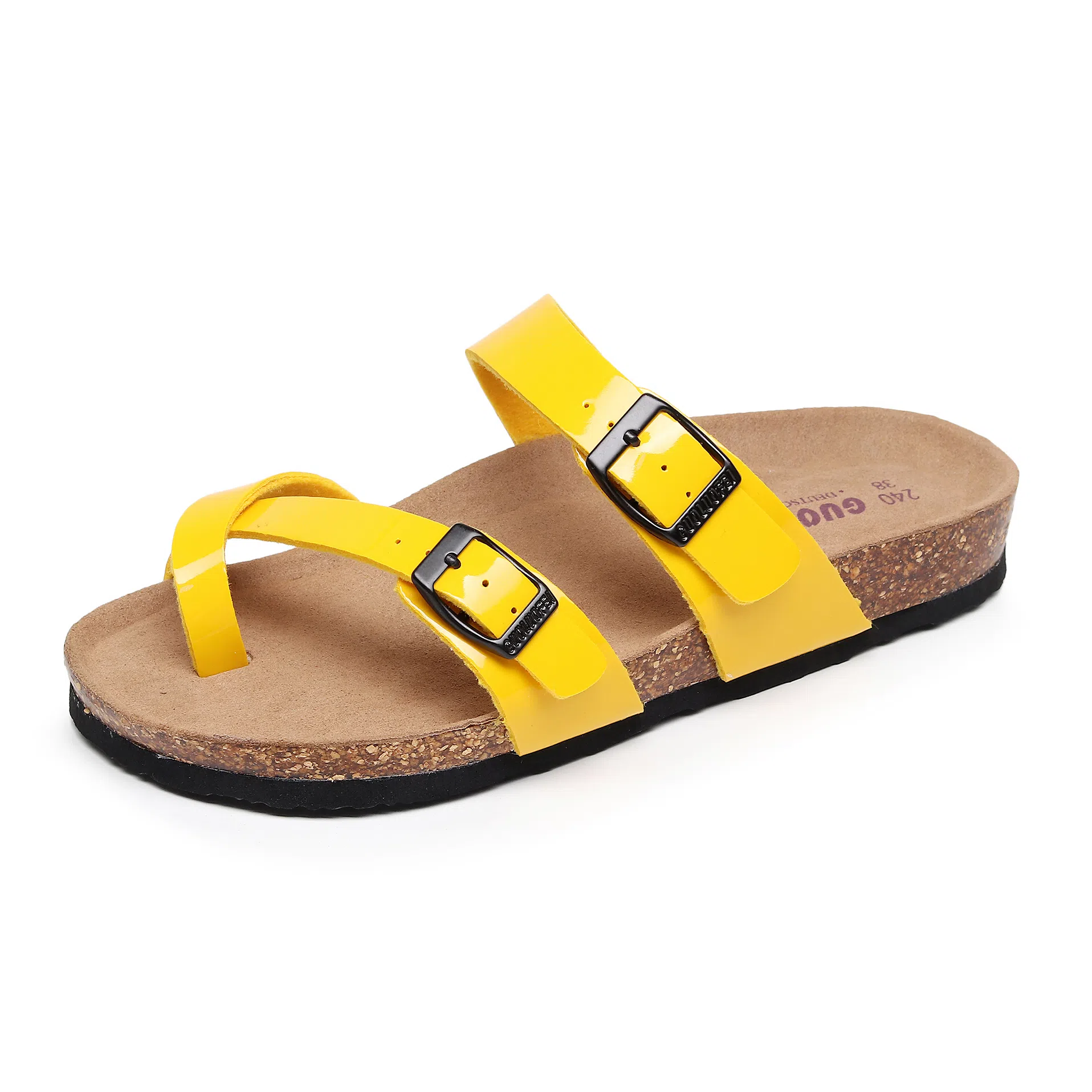 果洛菲 软木凉拖夹脚舒适百搭夏季亮面外穿平底套趾人字拖鞋 男女同款