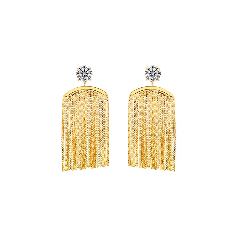 一撇一捺 夸张不对称新中式长款派对 合金 耳环 女款