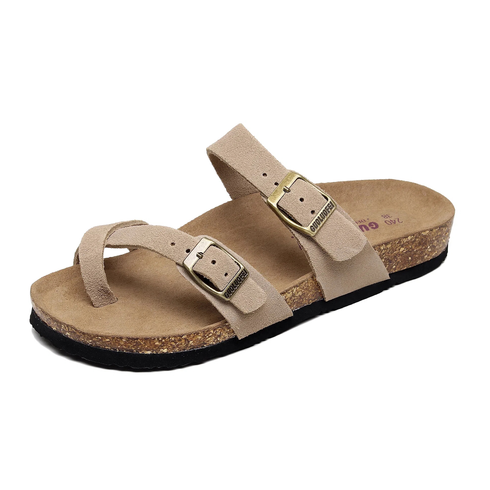 果洛菲 韩版软木凉鞋学院风套趾平底外穿休闲沙滩鞋人字拖鞋 男女同款