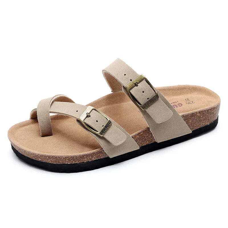 果洛菲 软木拖时尚百搭平底套趾沙滩鞋夹脚勃肯鞋外穿拖鞋 男女同款