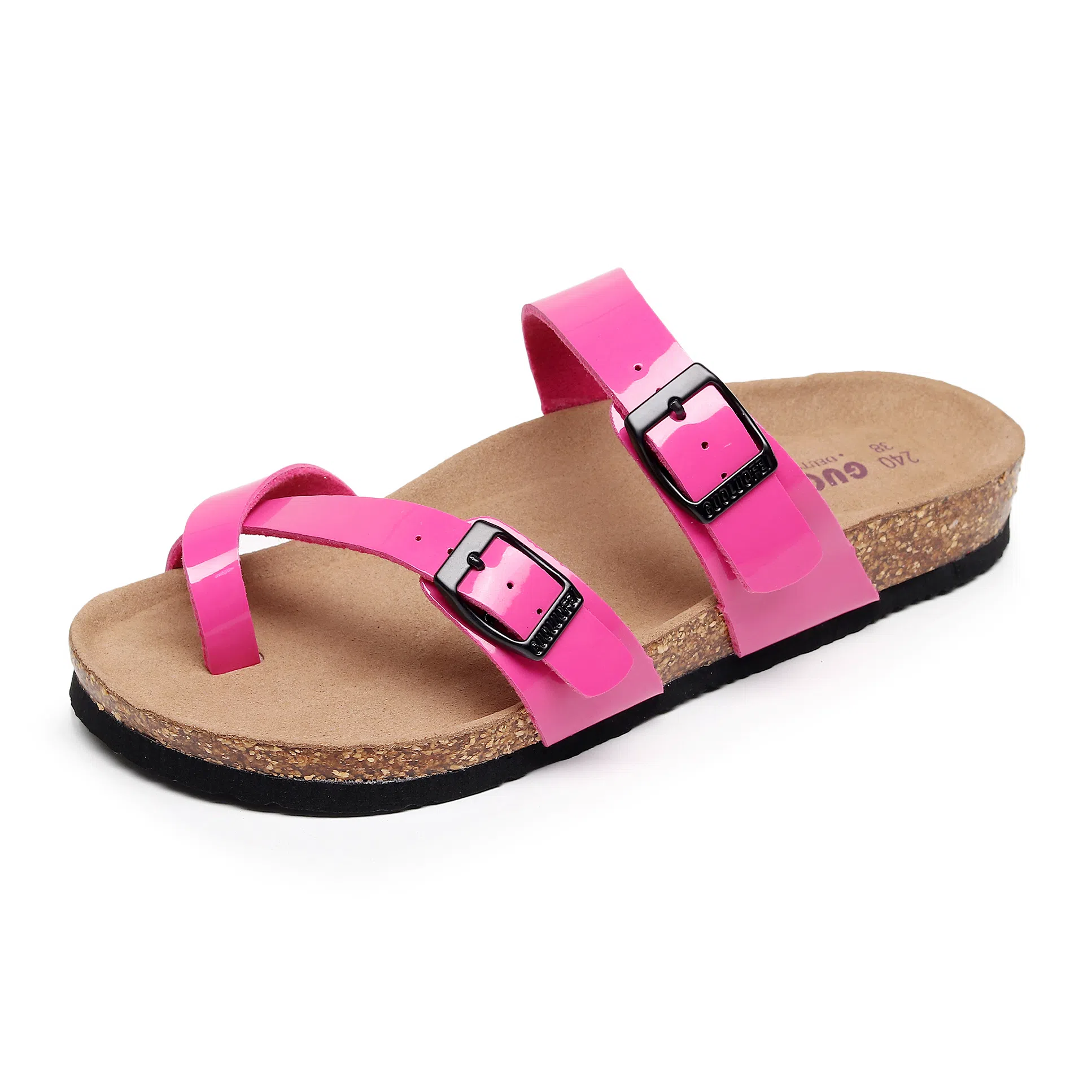 果洛菲 软木凉拖夹脚舒适百搭夏季亮面外穿平底套趾人字拖鞋 男女同款