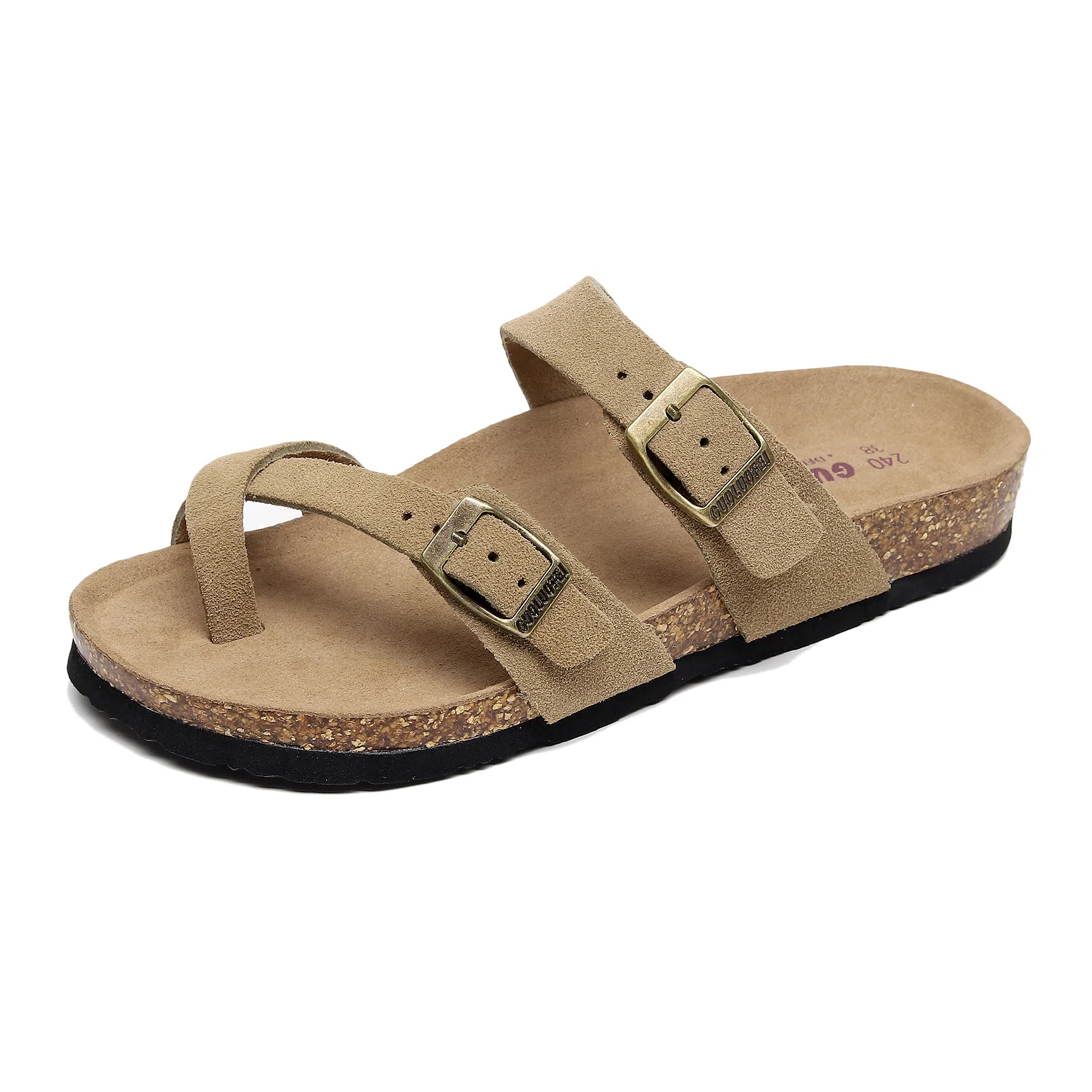 果洛菲 韩版软木凉鞋学院风套趾平底外穿休闲沙滩鞋人字拖鞋 男女同款