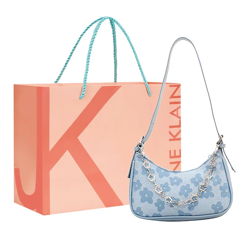 Jane Klain Blue Floral Chain Bag