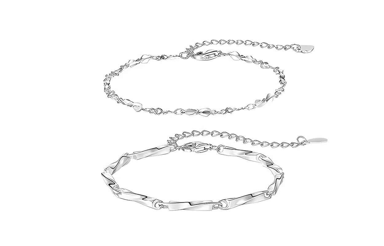 牧言 冷淡风气质简约小众设计高级感 光面立体交织镂空不规则爱心日常百搭手饰 合金 星月莫比乌斯手链 男女同款情侣款