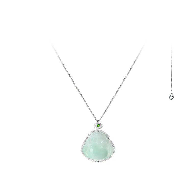 七小匠 国潮 弥勒佛 复古轻奢 小众设计时尚高级感 冰种 项链 女款