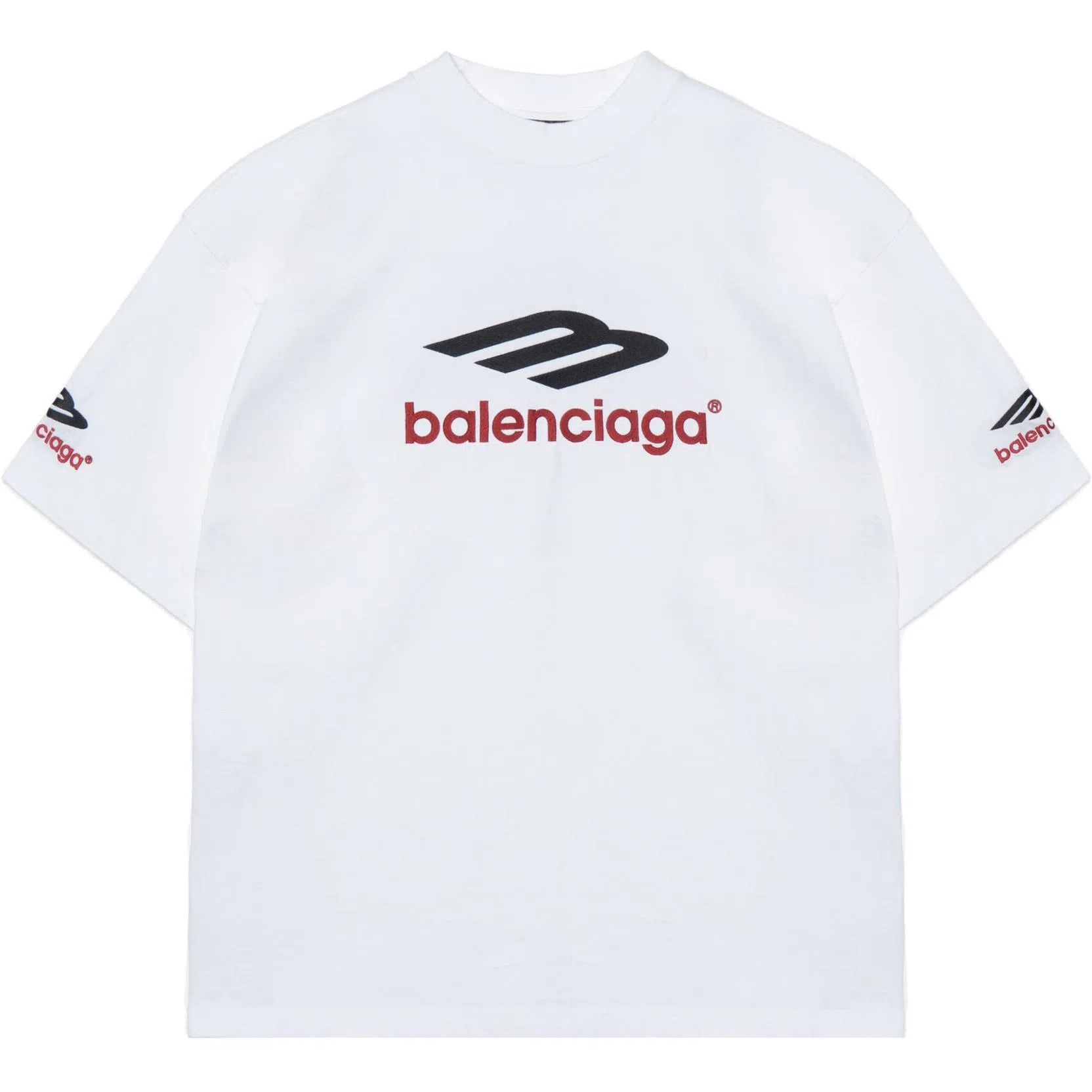 Balenciaga FW23 Logo Embroidered T-Shirt White