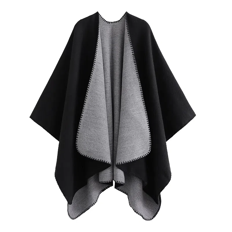 北极绒 高级感保暖针织慵懒风气质外搭斗篷 披肩 女款