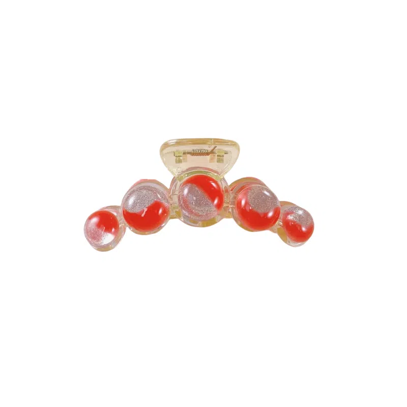 尚先生 高级感冰透红色圆珠抓夹国风时尚设计发夹后脑勺发抓气质轻奢发夹 头饰 女款