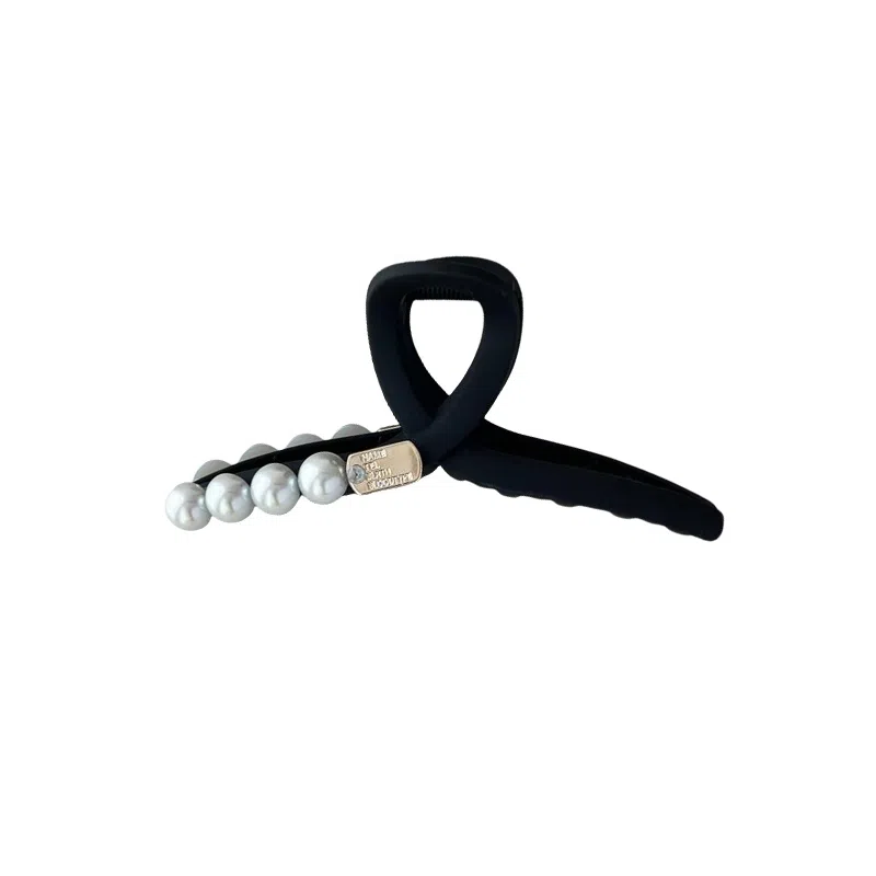 水中玉 珍珠磨砂抓夹后脑勺大号鲨鱼夹发卡高级感夹子头饰 发夹 女款