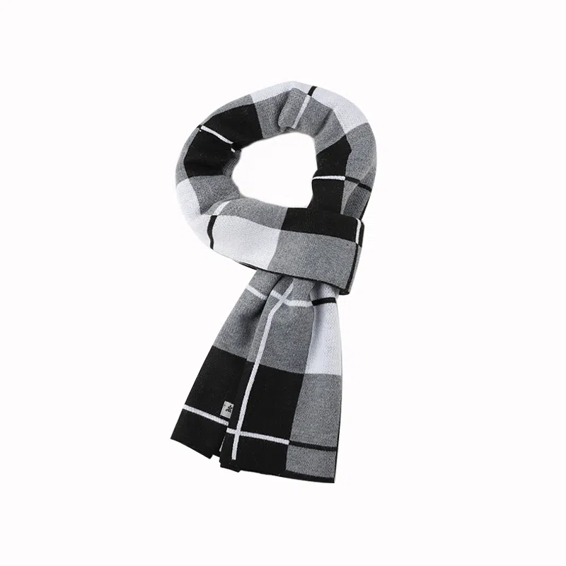 稻草人 男士冬季新款时尚百搭韩版休闲简约学生保暖围脖潮 聚酯纤维 绒线围巾 男款