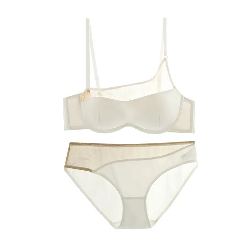 内在密码 无痕防走光内衣女夏薄款显小胸软钢圈防下垂法式性感辣妹半杯文胸套装