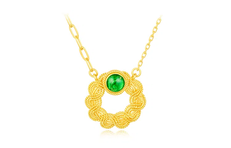 曼卡龙  花丝小鲤想 小石潭记 小众设计风 古法手工花丝工艺 足金 按克计价 黄金项链 女款