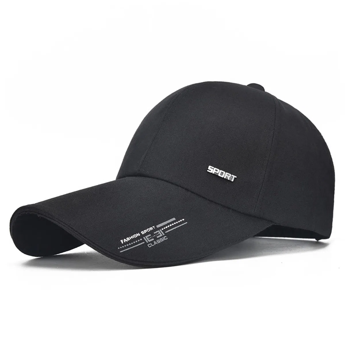 浪莎 夏天黑色时尚潮流百搭休闲简约户外运动长帽檐遮阳防晒防紫外线 聚酯纤维 鸭舌帽棒球帽 男女同款情侣款