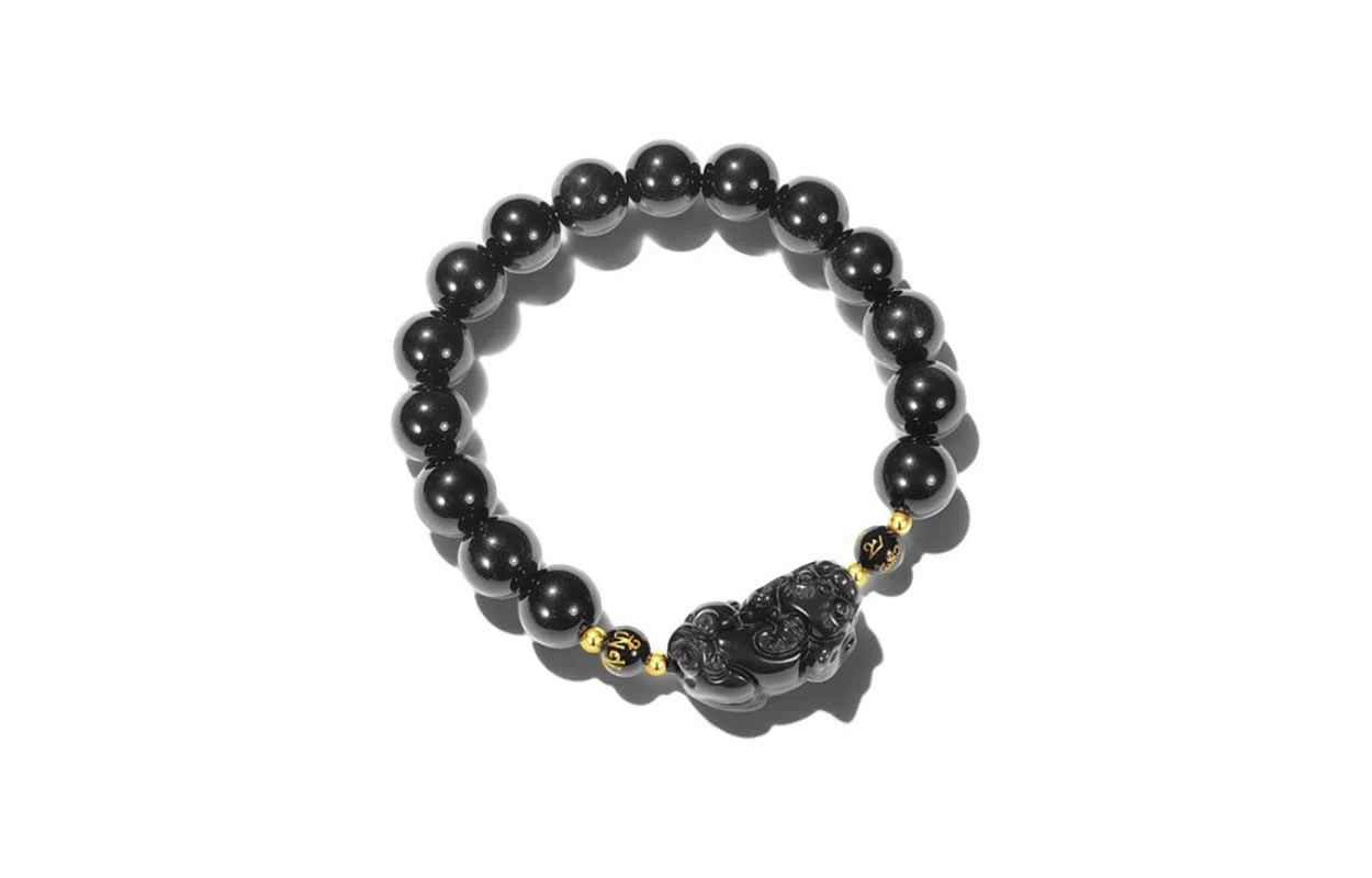 百利金 吞金兽貔貅 招财转运国潮复古新中式简约精致创意设计六字真言转运珠 琉璃 玉石手串 男女同款情侣款