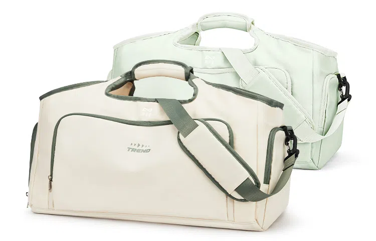 轻骑者 潮流大容量运动健身游泳便携旅游外出露营内置干湿分离独立鞋仓 织物 旅行包斜挎包健身包 大号 男女同款情侣款 米白