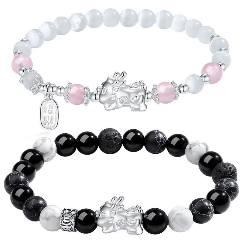 金杰福 貔貅 招财 吞金兽 国潮 新中式 福牌 转运珠 猫眼石 手链 男女同款情侣款