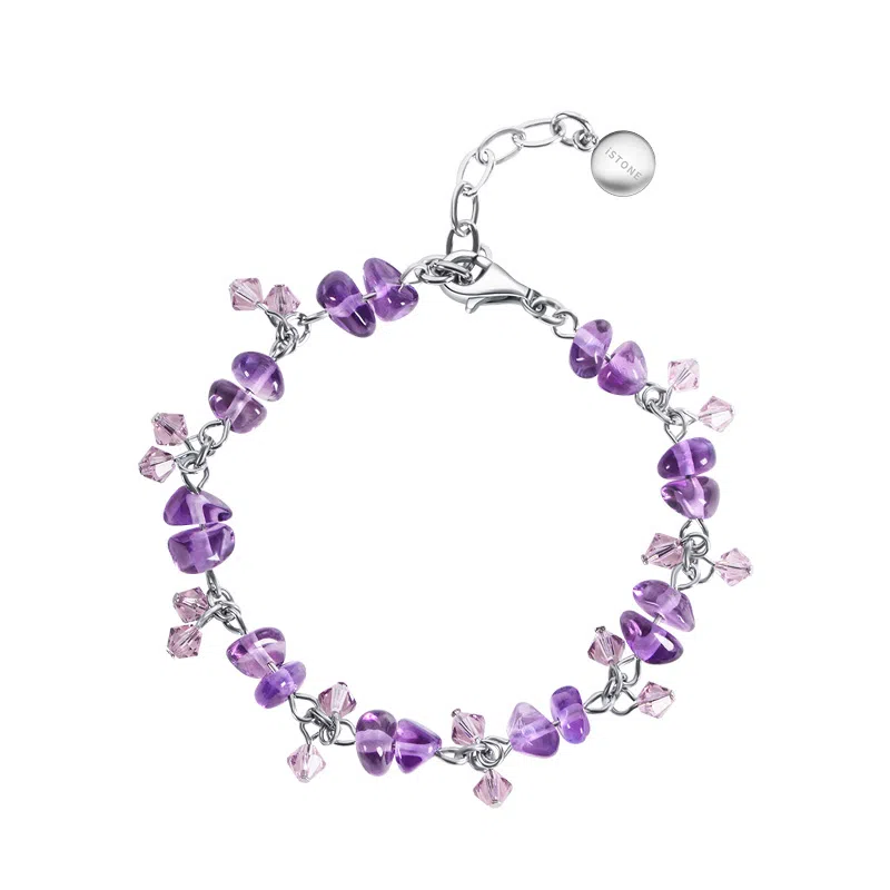 石头记 魅力放送 小众设计 不规则碎石 合成紫晶 手链 女款