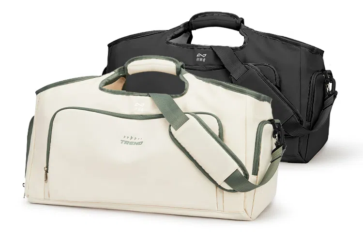 轻骑者 潮流大容量运动健身游泳便携旅游外出露营内置干湿分离独立鞋仓 织物 旅行包斜挎包健身包 大号 男女同款情侣款 米白