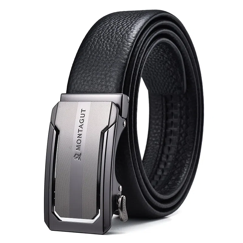 梦特娇 自动扣腰带 品牌正品商务青年裤带 头层牛皮 皮带 男款