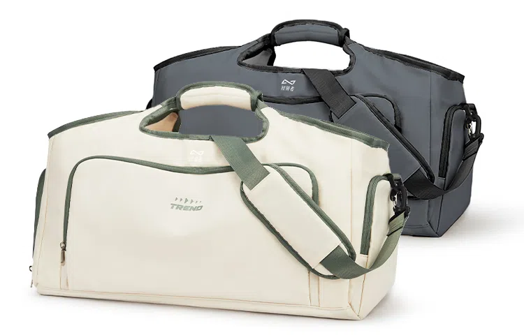 轻骑者 潮流大容量运动健身游泳便携旅游外出露营内置干湿分离独立鞋仓 织物 旅行包斜挎包健身包 大号 男女同款情侣款 米白